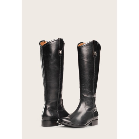 Frye Melissa Button Inside Zip Black Tall Riding Boots Women Size 7 - Picture 1 of 8